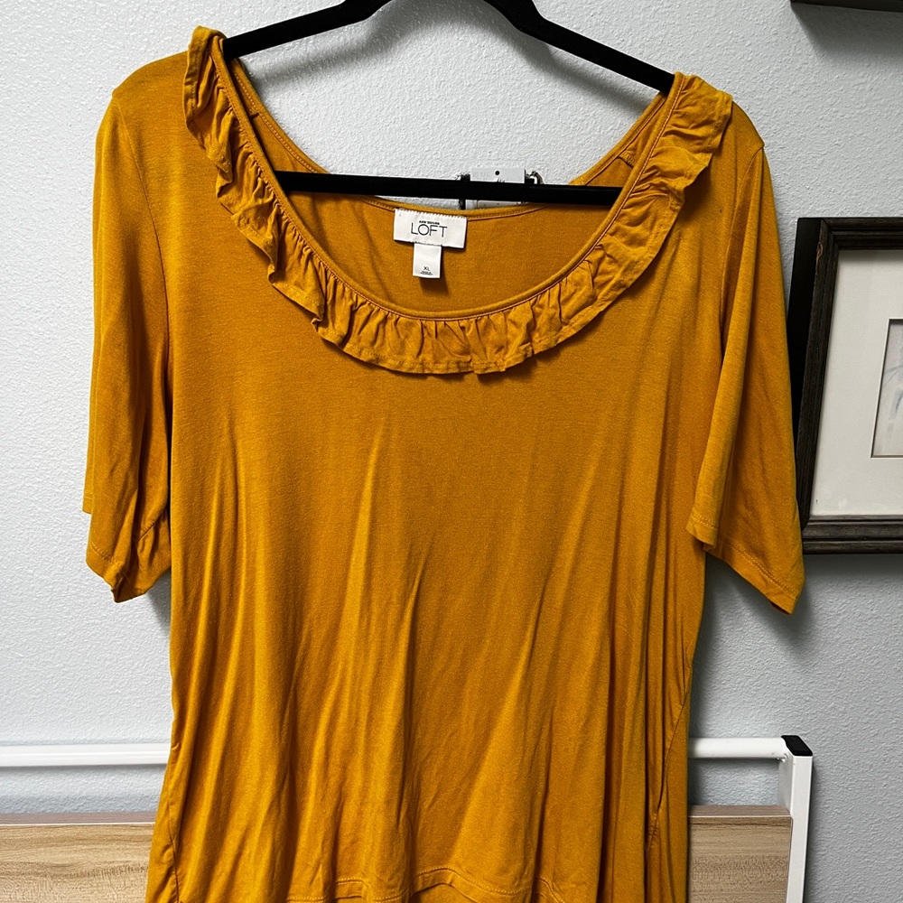LOFT Women's Golden Ruffle Blouse
